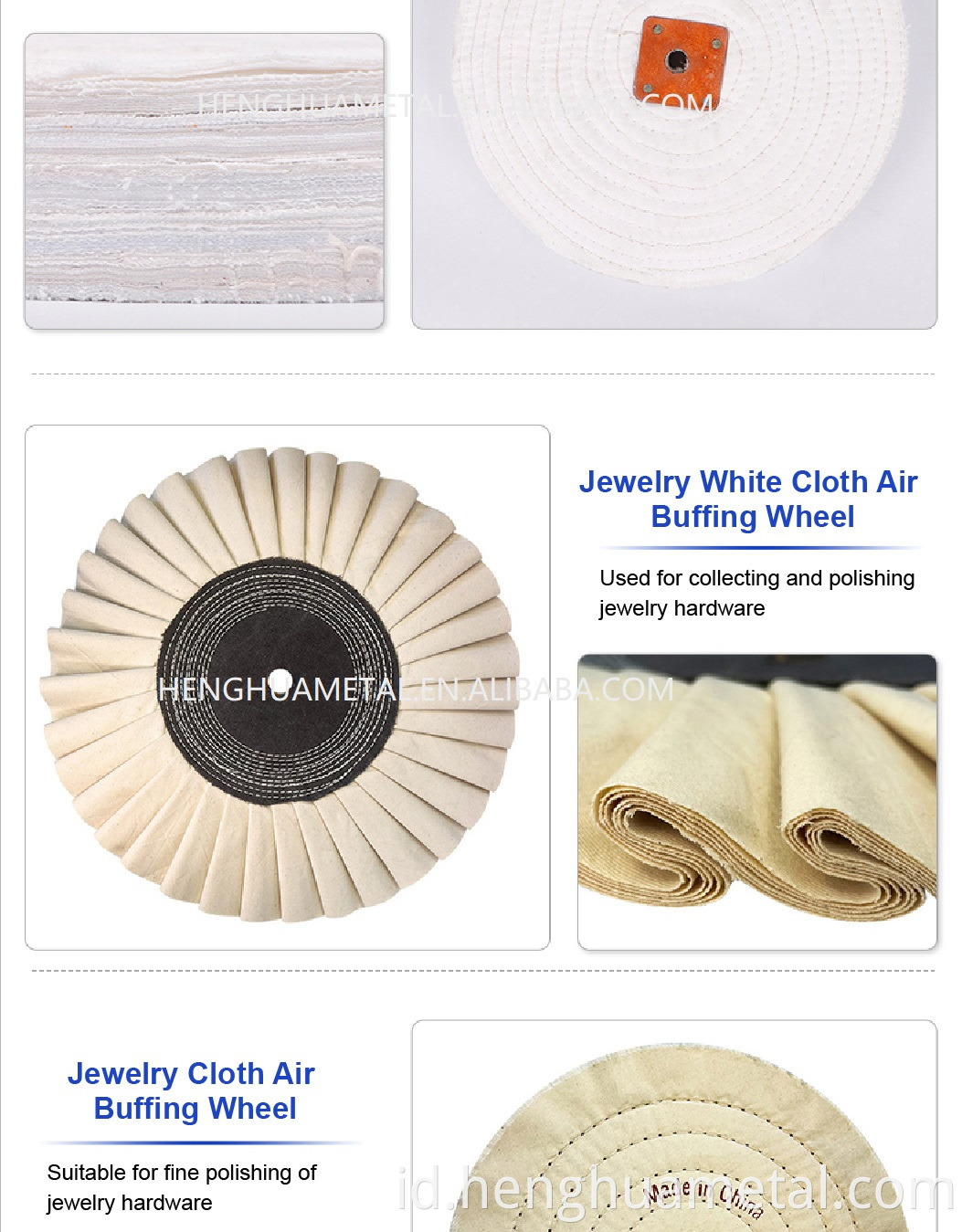 Henghua 2022 Perangkat Keras Polishing Roda Kain Cotton Wheeljewelry White Cloth Air Buffing Wheel